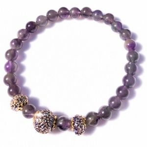 Amethyst Gold Sparkle Crystal Stretch Bracelet